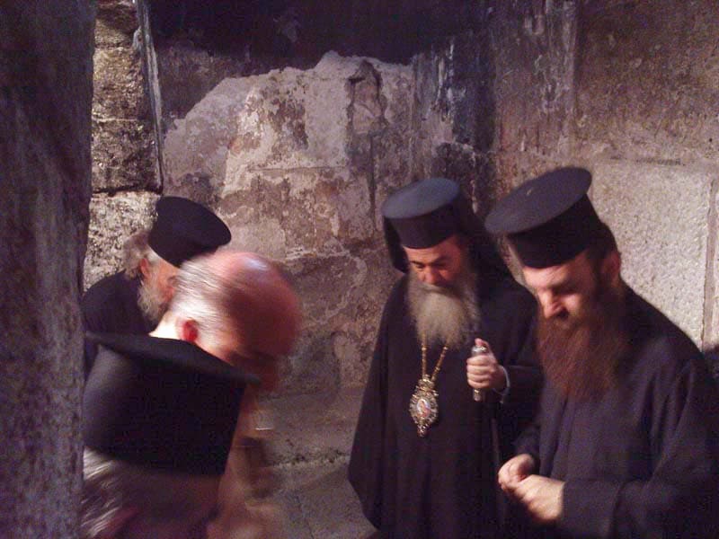 His Beatitude with the Sacristan Archim. Isidoros inspecting the Chapel.