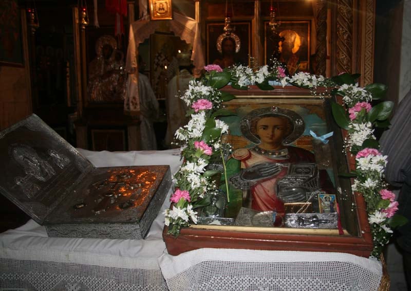 The Saint’s icon and venerable relics kept at the Holy Monastery.