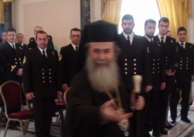 The 1st delegation of the frigate with His Beatitude.