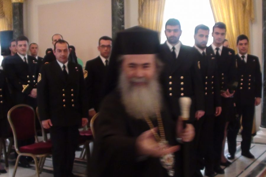 The 1st delegation of the frigate with His Beatitude.