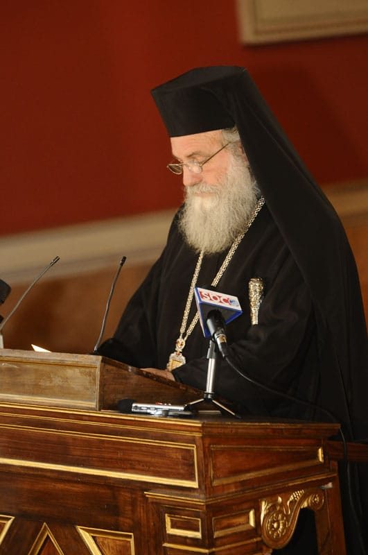 His Eminence of Kapitoliada f. Isichios greets the opening of the event