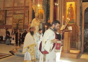 His Eminence the Archbishop of Lydda in the Church of the Resurrection