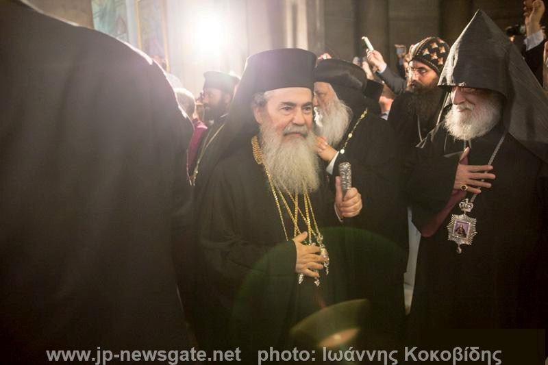 Блаженнейший Патриарх Иерусалимский с Армянским Патриархом Нурханом