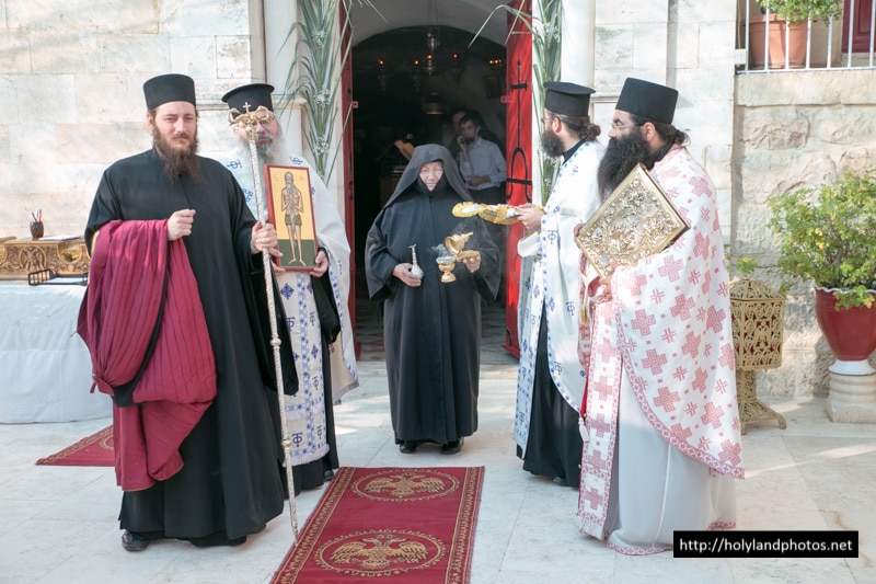 Abbess Paisia and priests during His Beatitude’s welcome