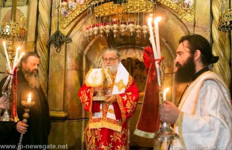 The Most Reverend Isychios of Kapitolias during the divine Liturgy