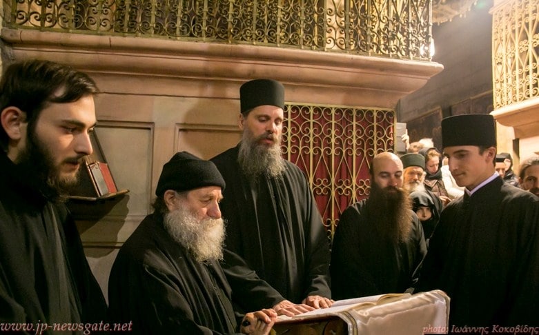 The Sacristan, f. Iacovos, f. Iosif, Monks of Mount Athos