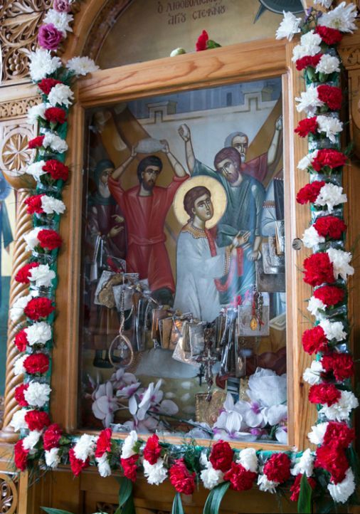The icon of St Stephen on the iconostasis
