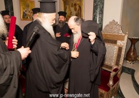 The Most Reverend Metropolitan of Veria offers H.B. the “Pavleia” medal