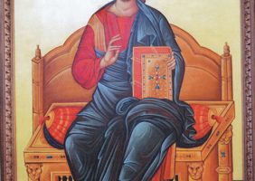 Christ Pantocrator-Egg tempera on wood with fabric