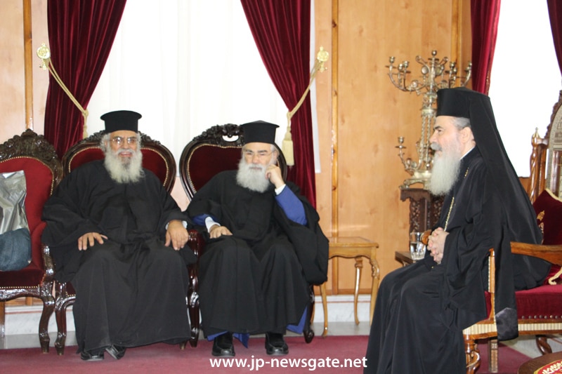Metropolitan Timotheos and fr. Antonios with the Patriarch