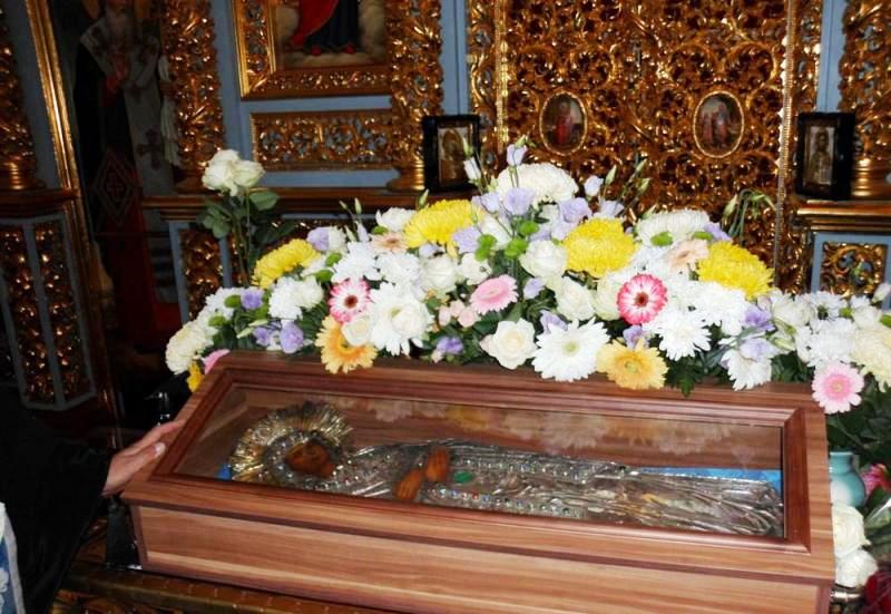 The icon of the Dormition of Theotokos offered for veneration at St Stephanos Church