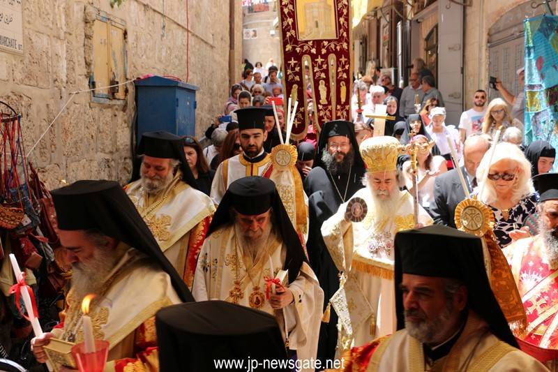 His Beatitude and Entourage walk to the Holy Sepulchre
