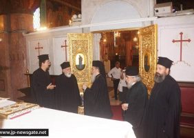 His Beatitude and Entourage at the Church of the Annunciation