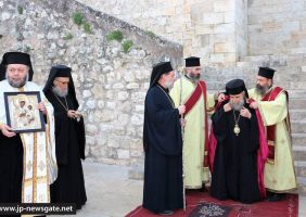 Archbishop Aristarchos of Constantina arrives at the Monastery