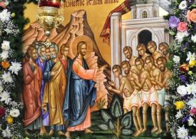 The icon of the healing of the 10 lepers by the Lord