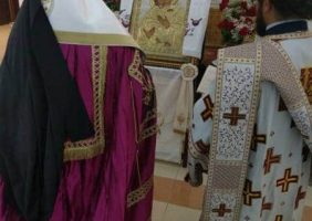 The Most Reverend Archbishop Makarios of Qatar at the Service of the Salutations