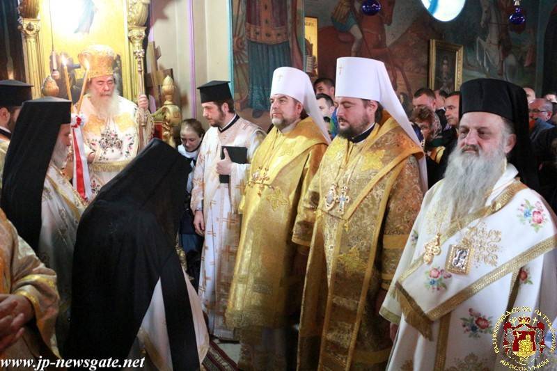 His Beatitude the Patriarch of Jerusalem and entourage