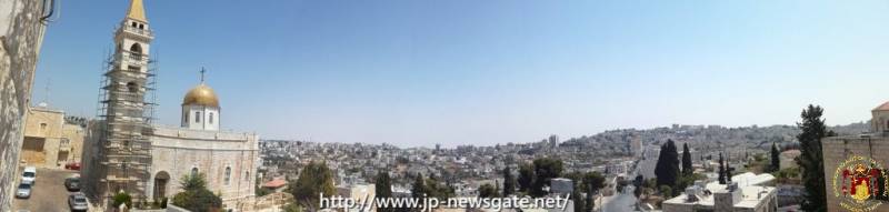 Panorama of Beit Jala city, golden domes of St. Nikolaos’ Church can be seen on the left.