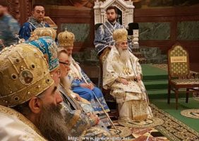 His Beatitude the Patriarch of Jerusalem at the Patriarchal Co-celebration at the H. Church of the Saviour in Moscow