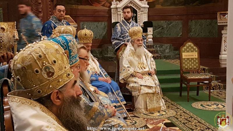 His Beatitude the Patriarch of Jerusalem at the Patriarchal Co-celebration at the H. Church of the Saviour in Moscow