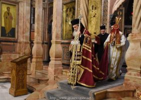 Preafericitul Patriarh al Ierusalimului în Catoliconul Preasfintei Biserici a Învierii